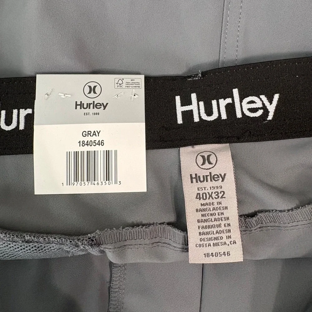 Hurley Water Repellent Hybrid Performance Pants Mens Size 40X32 Gray Stretch NEW